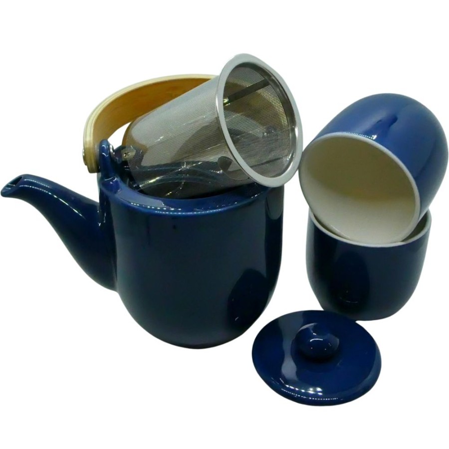 The Dethlefsen & Balk Inc. Portion | Service A The, Theiere + 2 Tasses, Bleu Marine