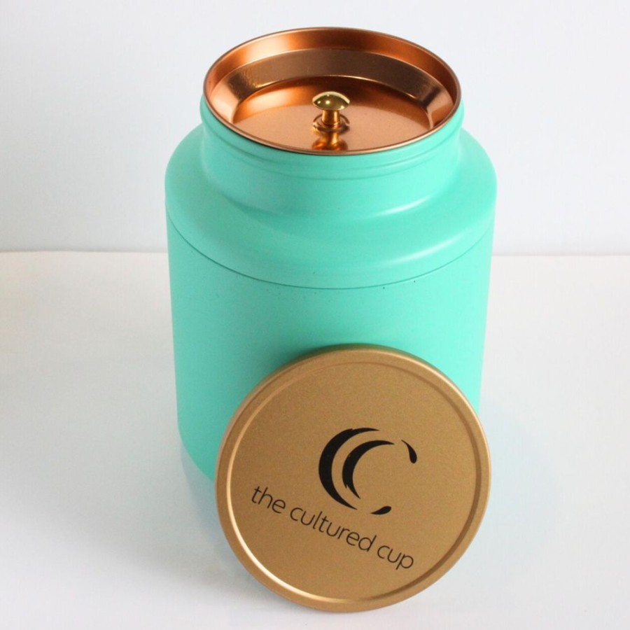 The The Culture of Tea Stockage | Boite De Culture, Turquoise Avec Couvercle Dore